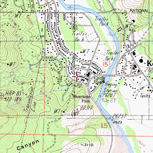 Topographic Map of Kernville Post Office, CA