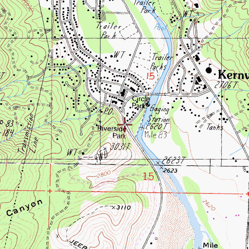 Topographic Map of Riverside Park, CA
