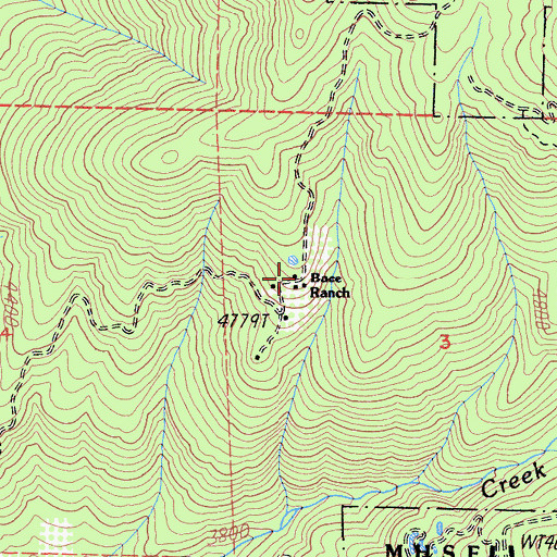 Topographic Map of Bace Ranch, CA