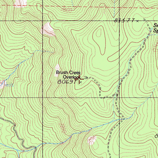 Topographic Map of Brush Creek Overlook, CA