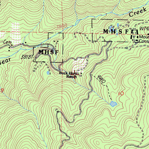 Topographic Map of Buck Horn Ranch, CA