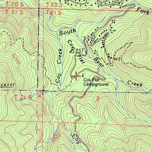 Topographic Map of Coy Flat Campground, CA