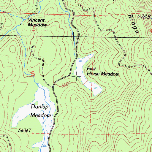 Topographic Map of East Horse Meadow, CA