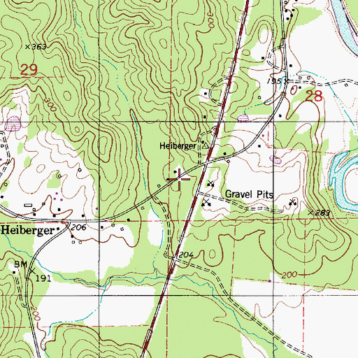 Topographic Map of Heiberger Post Office (historical), AL