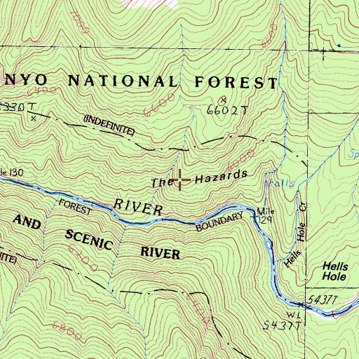 Topographic Map of The Hazards, CA