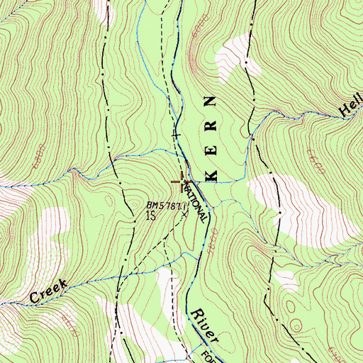 Topographic Map of Hell for Sure Creek, CA