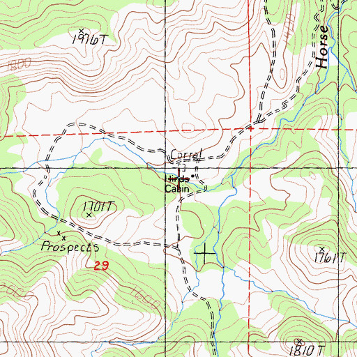 Topographic Map of Hinds Cabin, CA