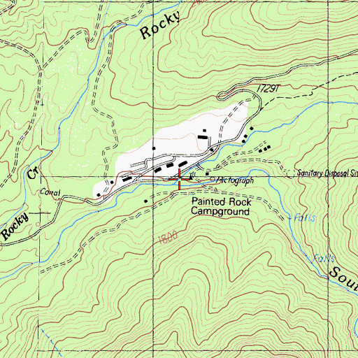Topographic Map of Painted Rock Campground, CA
