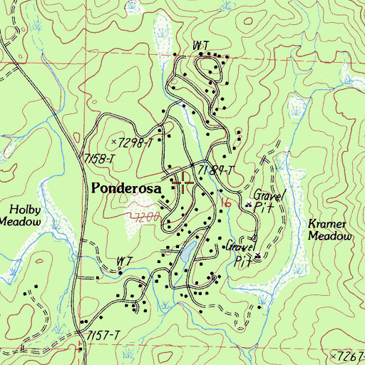 Topographic Map of Ponderosa, CA