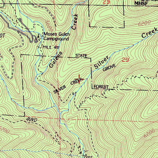 Topographic Map of Silver Creek Grove, CA