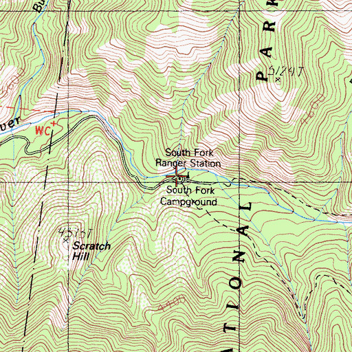 Topographic Map of South Fork Campground, CA