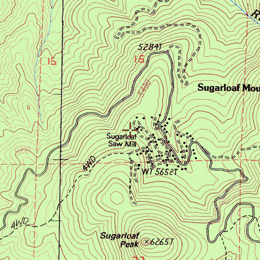 Topographic Map of Sugarloaf Saw Mill, CA
