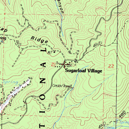 Topographic Map of Sugarloaf Village, CA