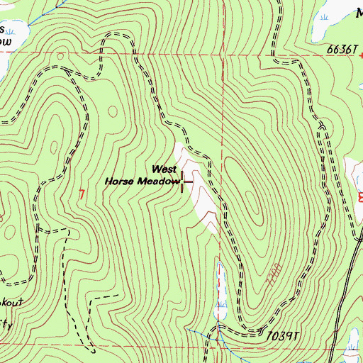 Topographic Map of West Horse Meadow, CA
