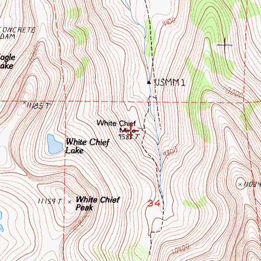 Topographic Map of White Chief Mine, CA