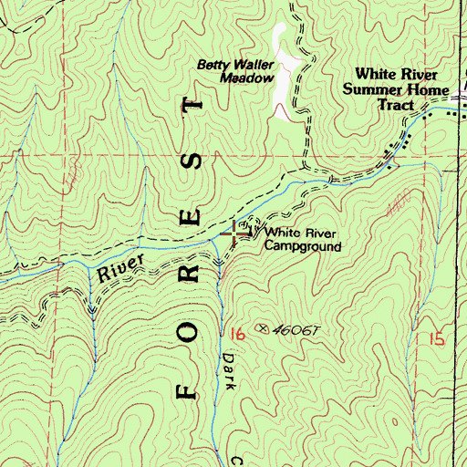 Topographic Map of White River Campground, CA