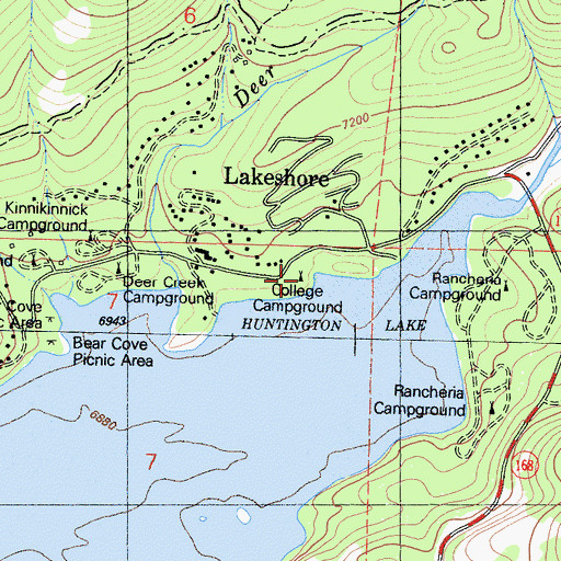 Topographic Map of College Campground, CA