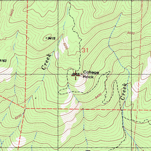Topographic Map of College Rock, CA