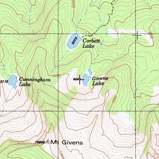 Topographic Map of Givens Lake, CA