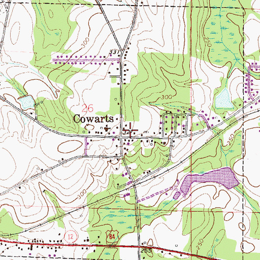 Topographic Map of Cowarts Post Office, AL