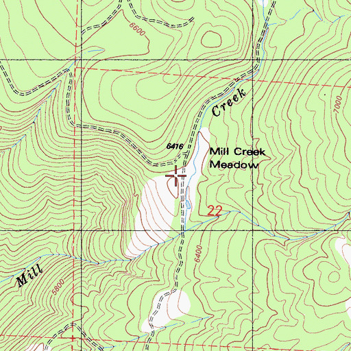 Topographic Map of Mill Creek Meadow, CA