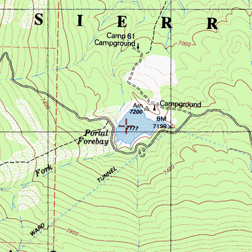 Topographic Map of Portal Forebay, CA