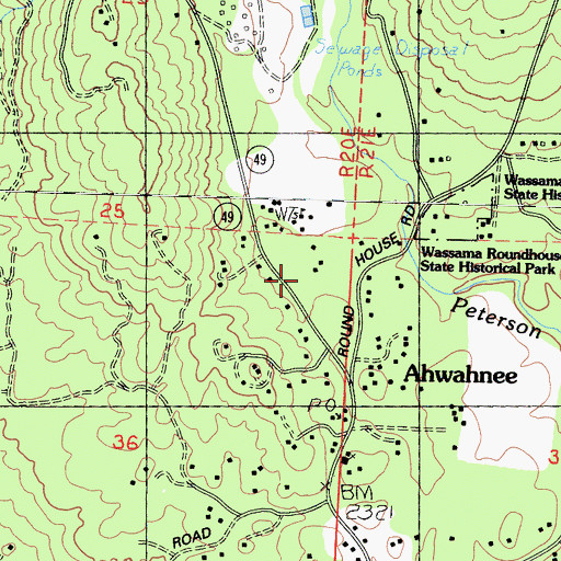 Topographic Map of Ahwahnee Post Office, CA