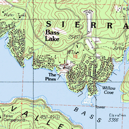 Topographic Map of Bass Lake Post Office, CA