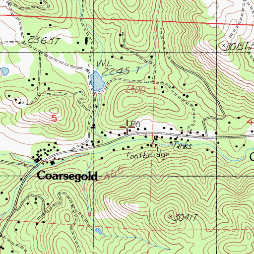Topographic Map of Coarsegold Post Office, CA