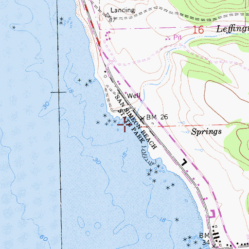 Topographic Map of Leffingwell Landing, CA
