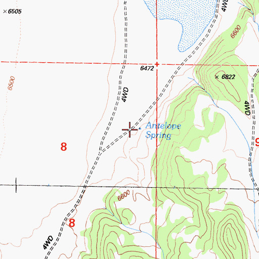 Topographic Map of Antelope Spring, CA