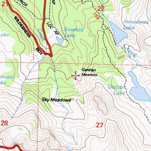Topographic Map of Gentian Meadow, CA