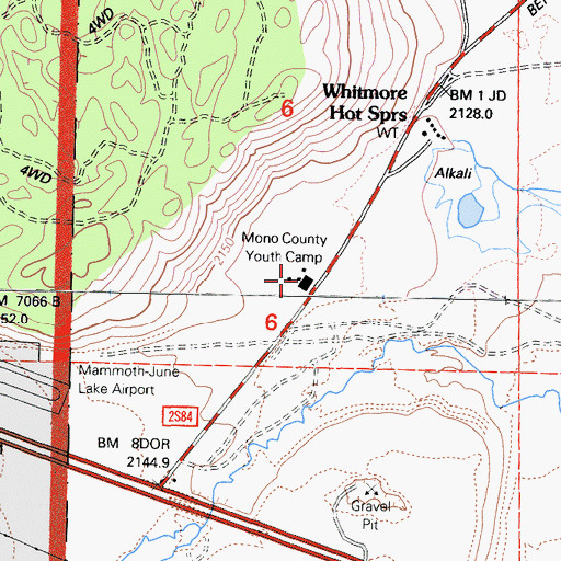 Topographic Map of Mono County Youth Camp, CA