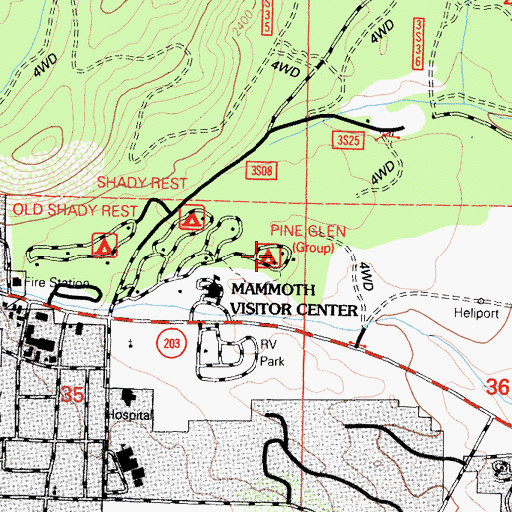 Topographic Map of Pine Glen Group Campground, CA