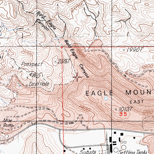 Topographic Map of Bald Eagle Canyon, CA