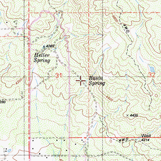 Topographic Map of Basin Spring, CA