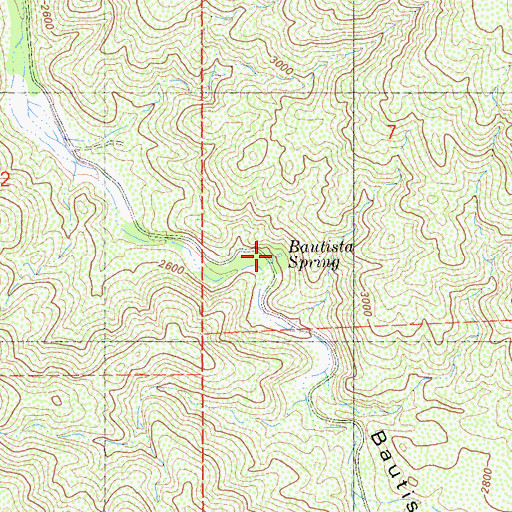 Topographic Map of Bautista Spring, CA