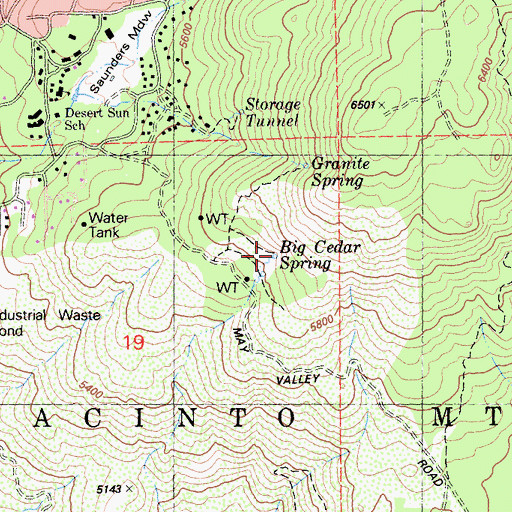 Topographic Map of Big Cedar Spring, CA