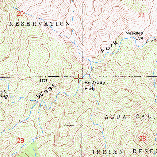 Topographic Map of Birthday Flat, CA