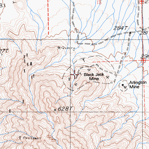 Topographic Map of Black Jack Mine, CA