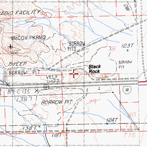 Topographic Map of Black Rock, CA