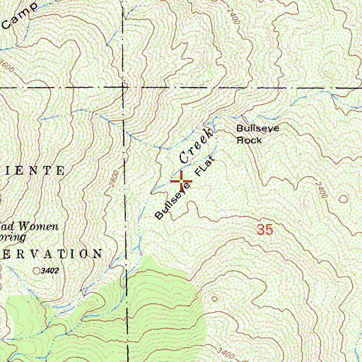 Topographic Map of Bullseye Flat, CA