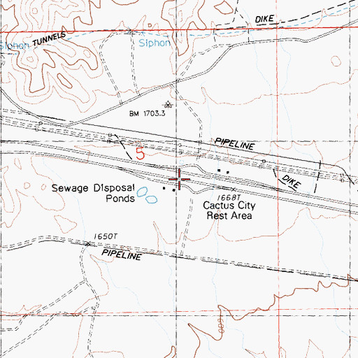 Topographic Map of Cactus City Rest Area, CA