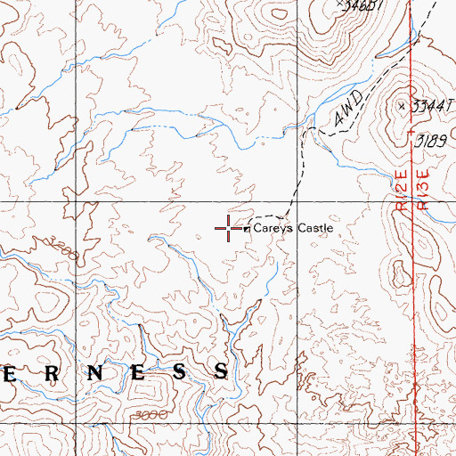 Topographic Map of Cary's Castle, CA