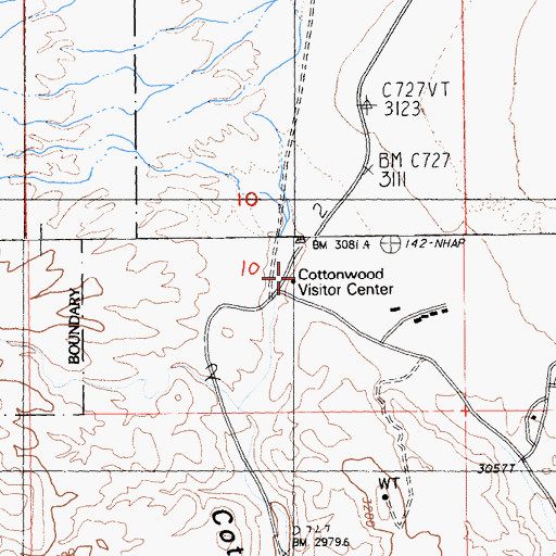 Topographic Map of Cottonwood Visitor Center, CA