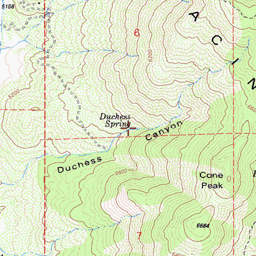 Topographic Map of Duchess Spring, CA