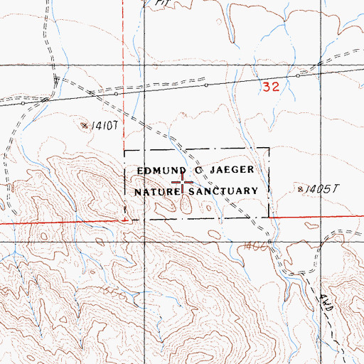Topographic Map of Edmund C Jaeger Nature Sanctuary, CA