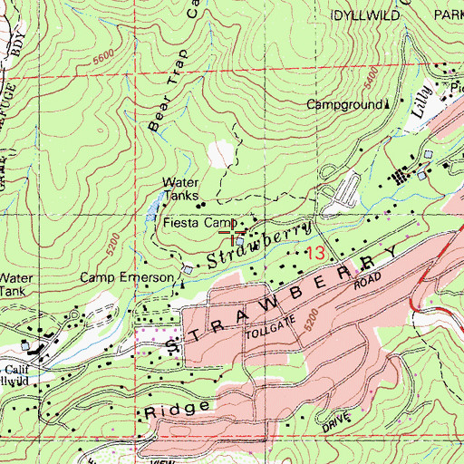 Topographic Map of Fiesta Camp, CA