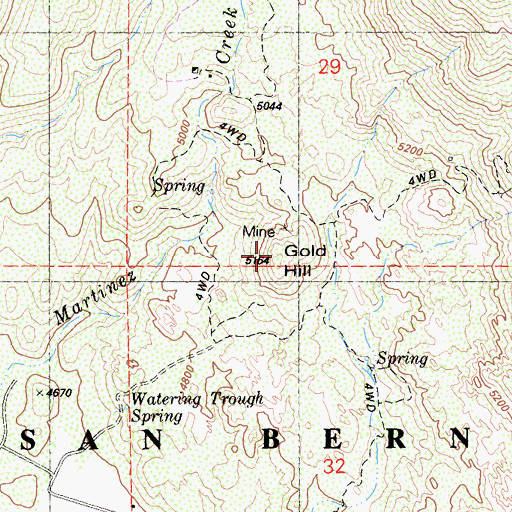 Topographic Map of Gold Hill, CA