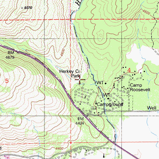 Topographic Map of Hurkey Creek Park, CA